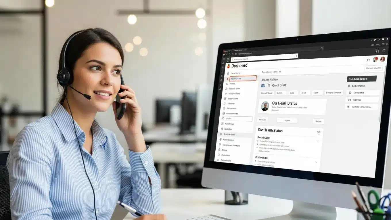 Emergency WordPress Troubleshooting Services in Florida 1 Customer service representative providing emergency WordPress support