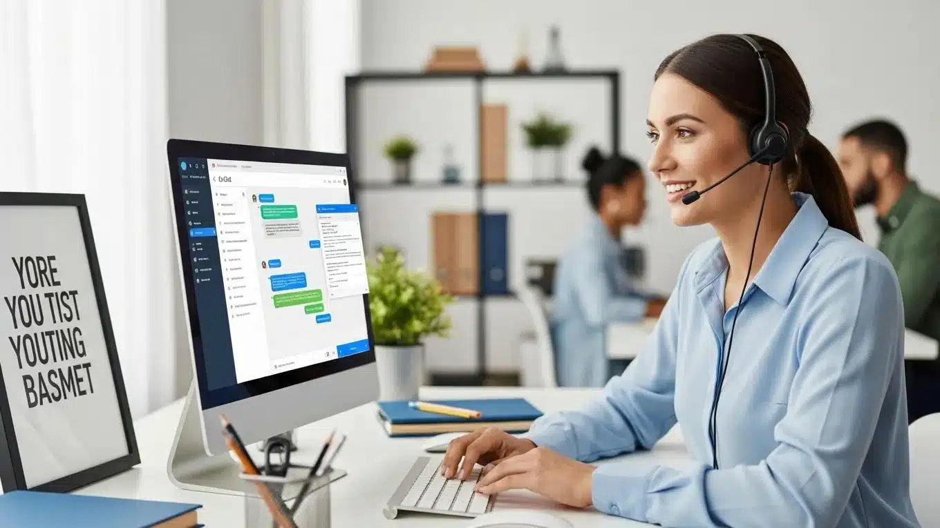 AI Website Builder for Small Business USA: Build Smarter With Expert Support 2 Customer support representative assisting a small business owner via live chat