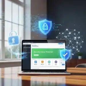 Secure WordPress website environment with cybersecurity elements