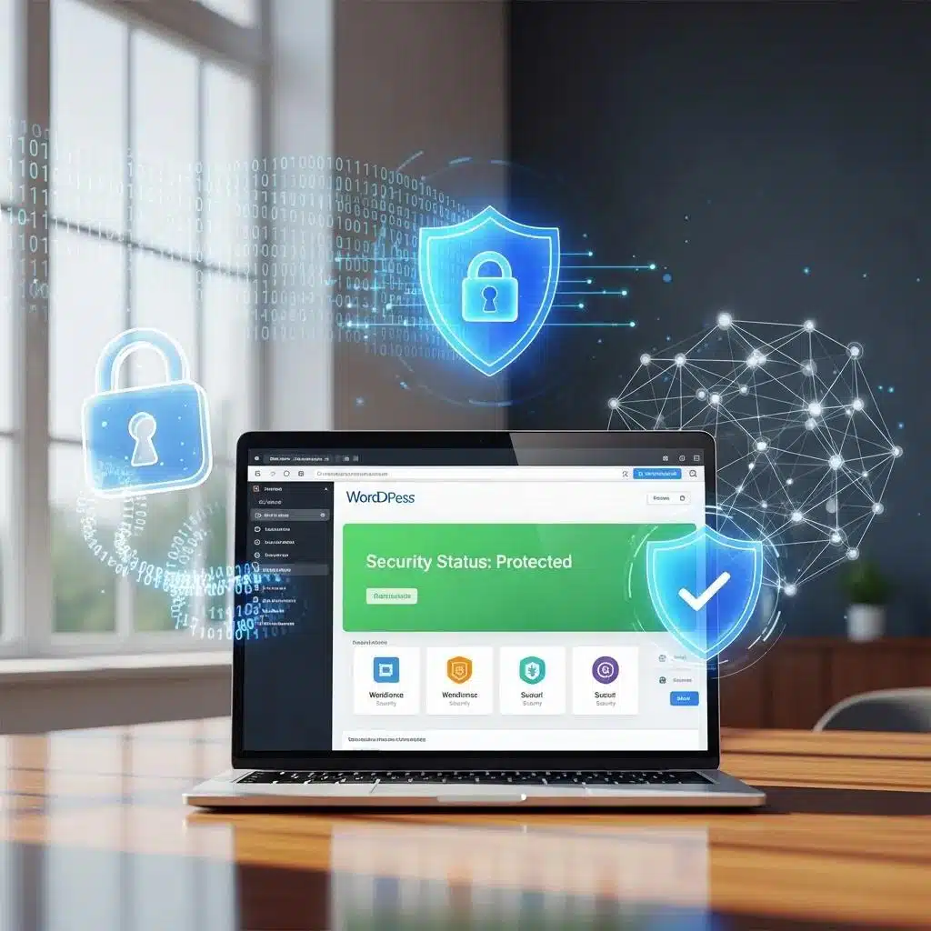 WooCommerce Maintenance Plans: What Managed Support Covers for Online Stores 1 Secure WordPress website environment with cybersecurity elements