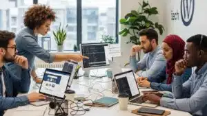 WordPress support team collaborating to resolve urgent website issues