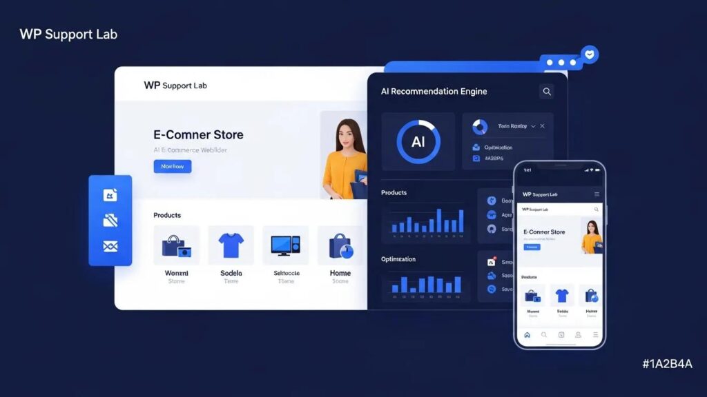 AI website builder for ecommerce stores interface showcasing automated online store features