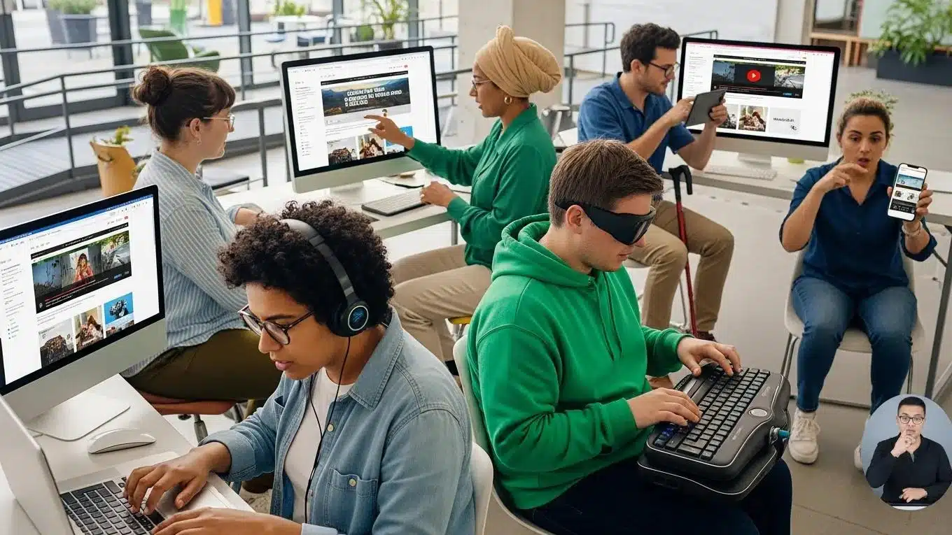 10 Powerful Modern Web Design Trends for 2026 2 Diverse users accessing a website showcasing accessibility and inclusive design features