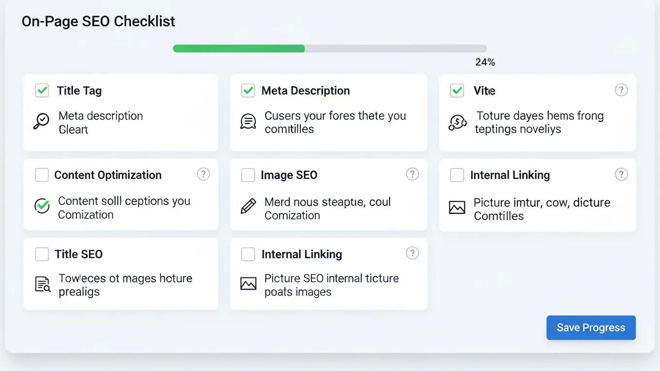 SEO Optimization for WordPress: 10 Expert Techniques 1 On-page SEO checklist interface for optimizing WordPress content