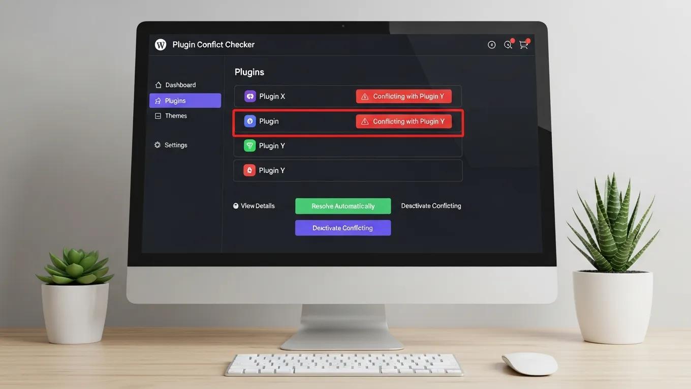 WordPress Troubleshooting Guide: 7 Powerful Fixes 1 Plugin conflict checker UI displaying conflicting plugins for resolution