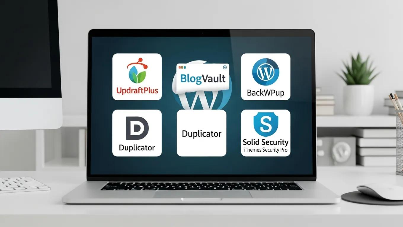WordPress Backup Solutions: Complete Protection Guide 2026 1 Popular WordPress backup plugins displayed on a computer screen
