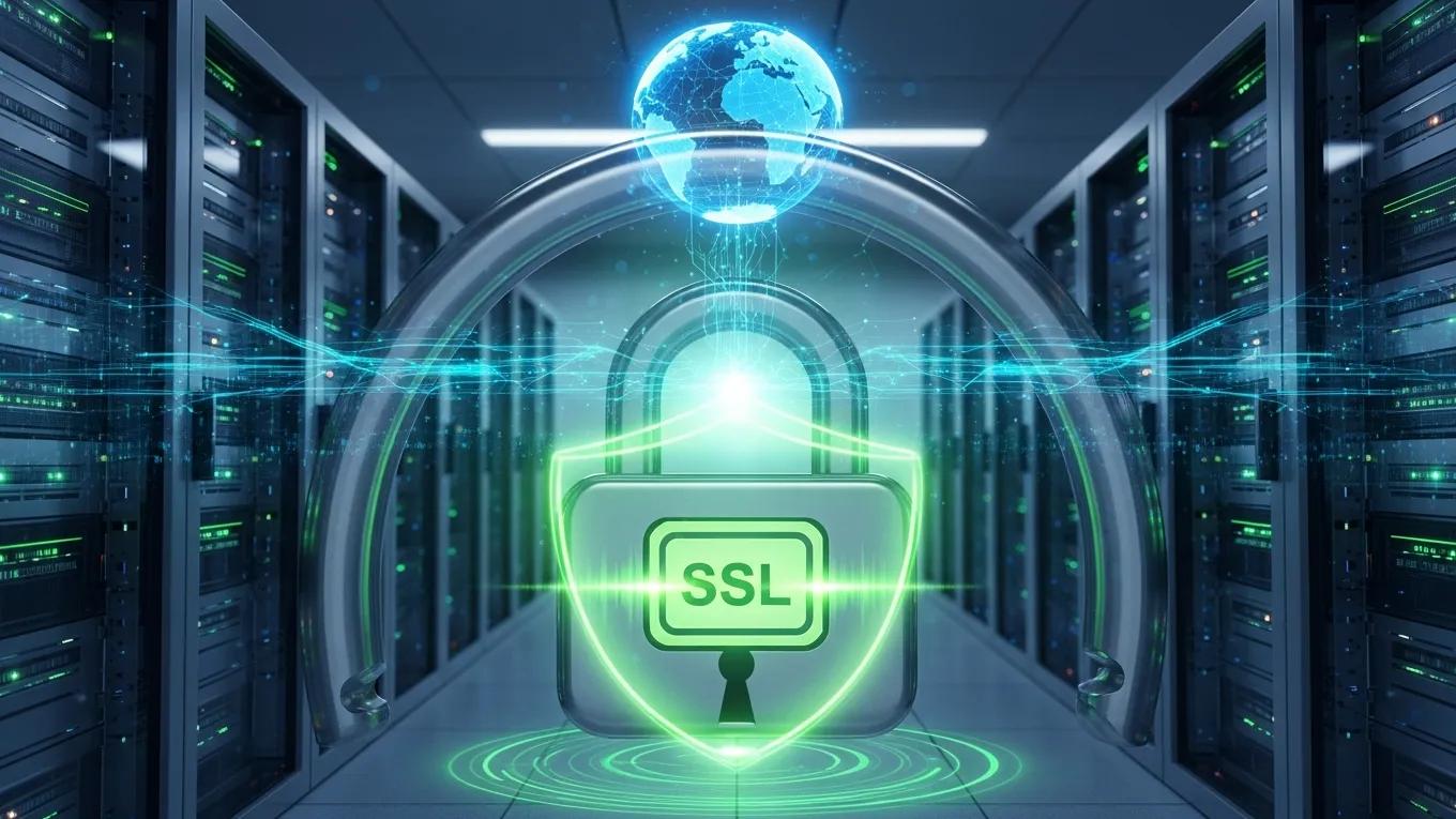 Building a WordPress E-commerce Store: 5 Proven Steps 1 Secure web hosting environment with servers and SSL encryption representation