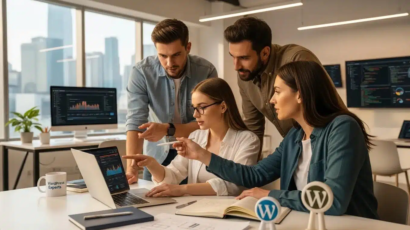 Best WordPress Hosting Options for Small Businesses 2 Team of WordPress support experts collaborating to improve hosting performance