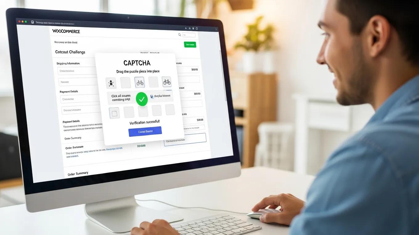 5 Essential Ways for WooCommerce Spam Prevention 1 User engaging with CAPTCHA challenge on WooCommerce checkout page