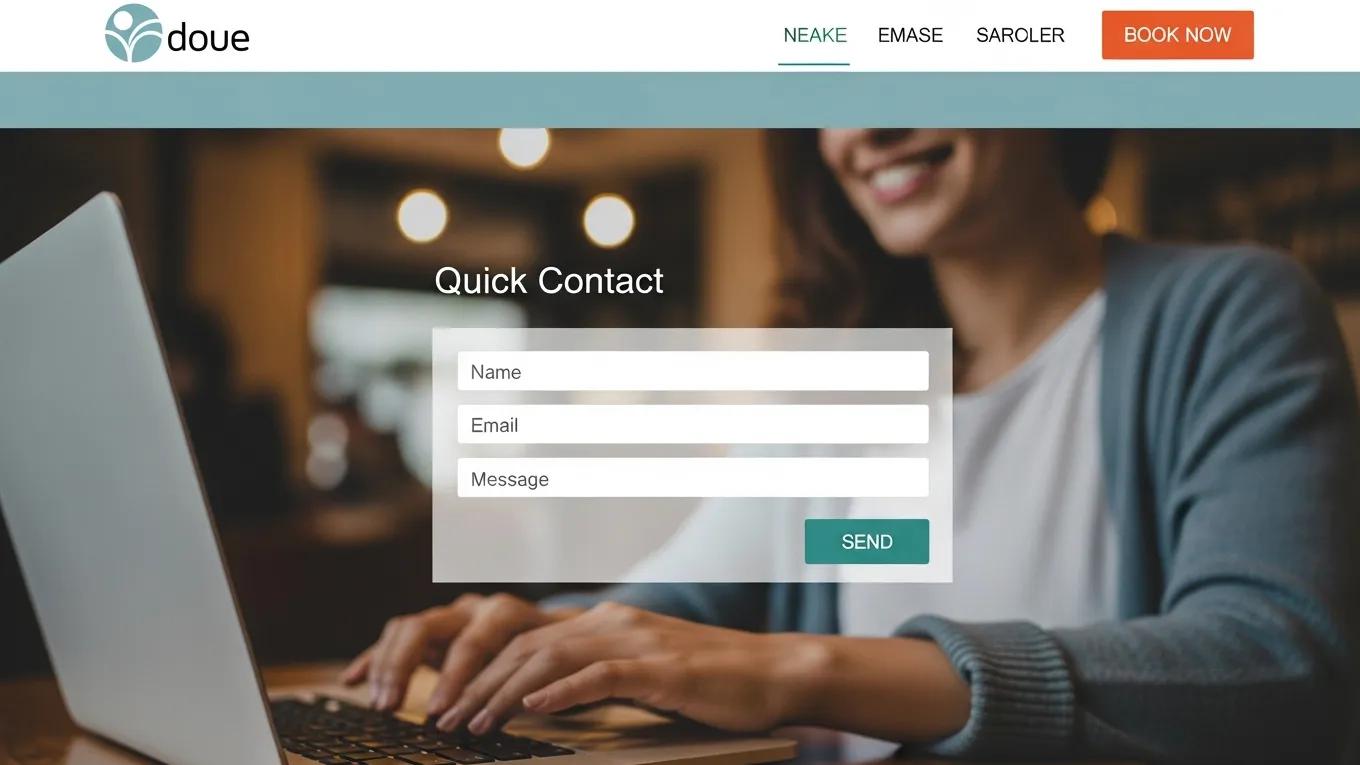 User-friendly website interface with quick contact form and booking link for client engagement