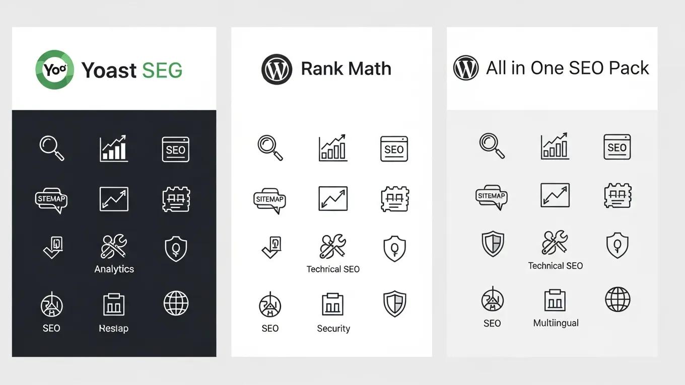 Best WordPress SEO Plugins in 2026: Rank Math vs Yoast vs AIOSEO 2 Visual comparison of popular WordPress SEO plugins