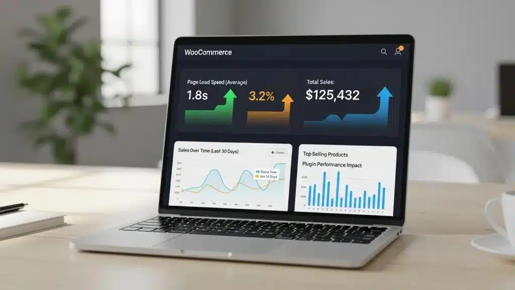 WooCommerce performance dashboard highlighting key metrics for optimization