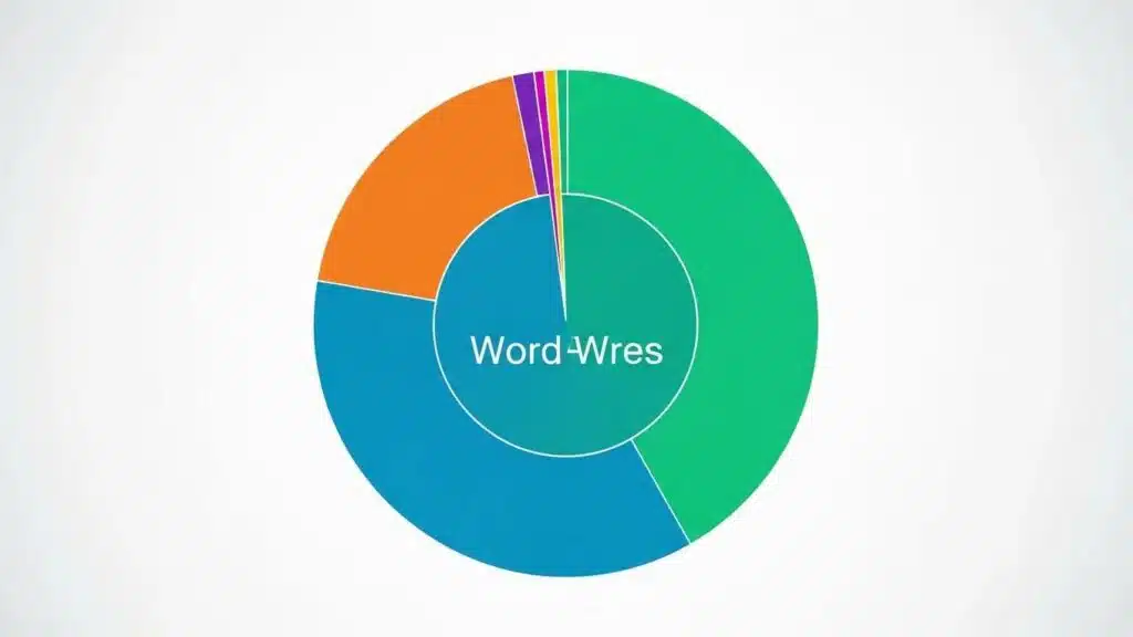 WordPress global market share statistics visualization highlighting its dominance in the CMS market