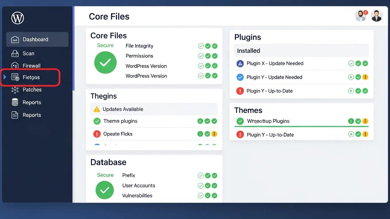 Protect Your WordPress Site: 9 Expert Tips to Stop Plugin Vulnerabilities 1 WordPress security audit interface displaying patch management features