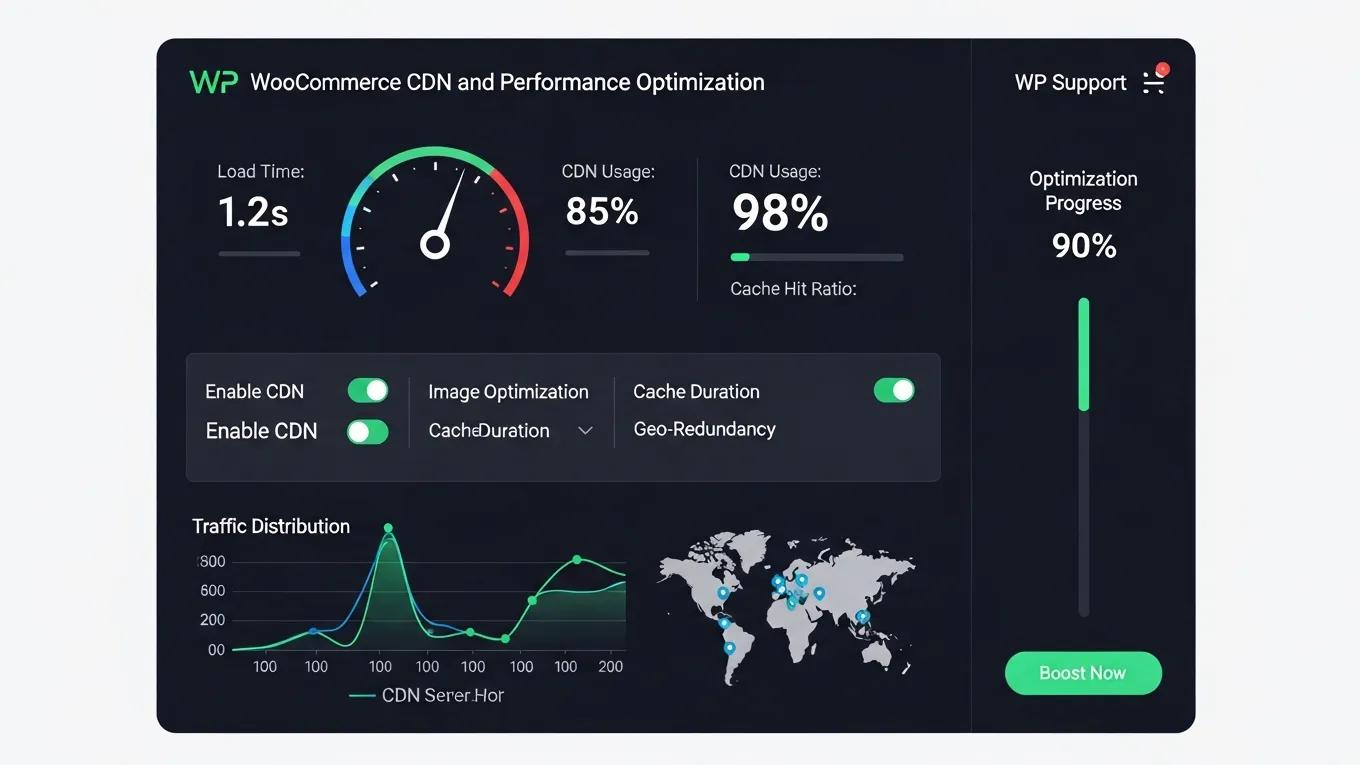 Boost WooCommerce Store Speed: 12 Expert Hacks 2 WP Support Lab WooCommerce CDN and performance optimization panel showcasing speed settings