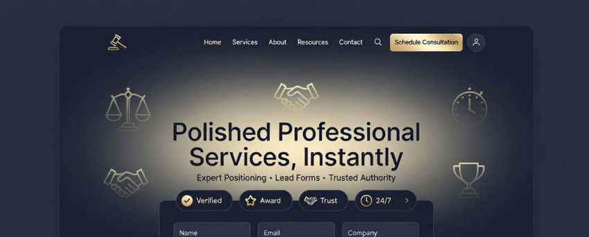 Professional services website builder creating an authoritative consultant homepage