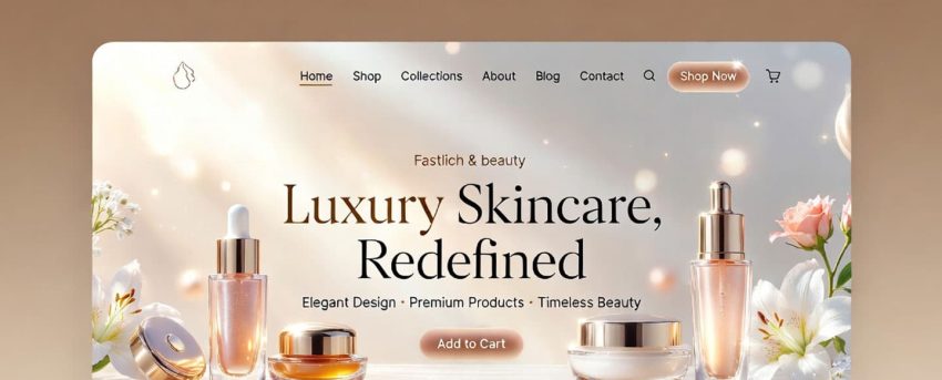 Fashion beauty website builder from WP Support Lab creating a luxury skincare store