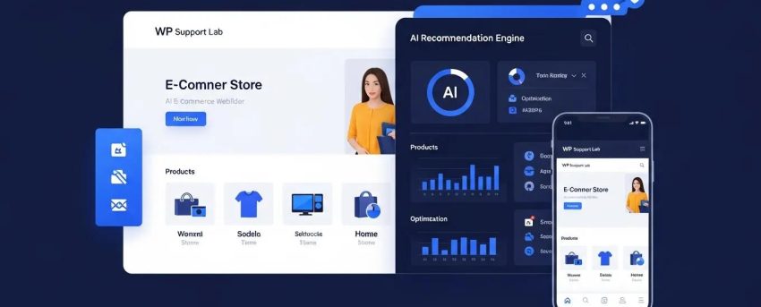 AI website builder for ecommerce stores interface showcasing automated online store features