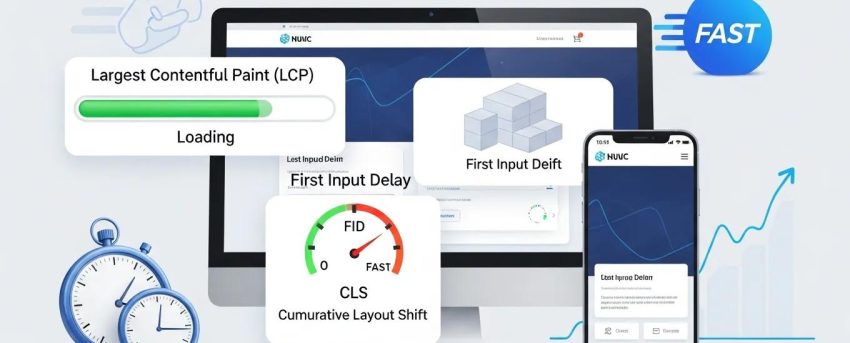 Core Web Vitals metrics visualization with performance indicators