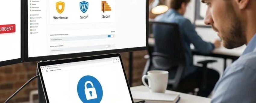 Person implementing security measures on WordPress site