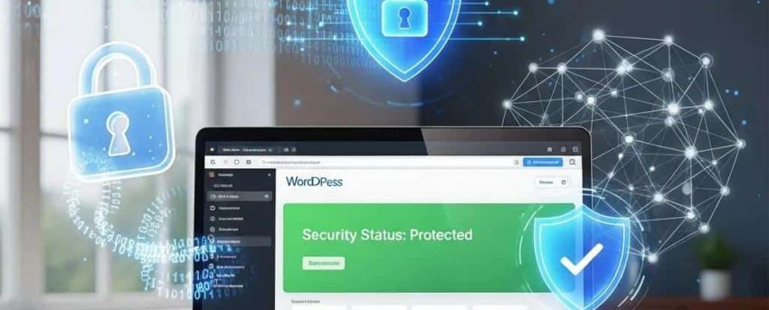 Secure WordPress website environment with cybersecurity elements