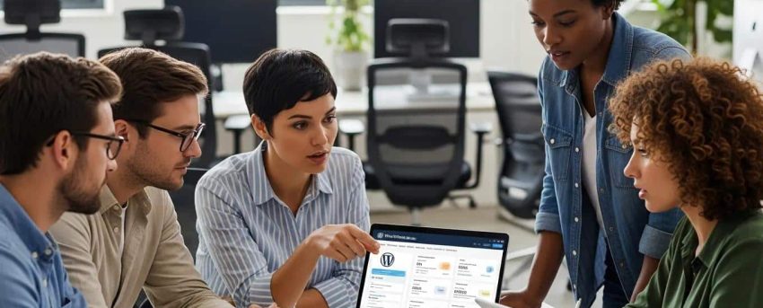 Team of experts collaborating on managed WordPress hosting solutions