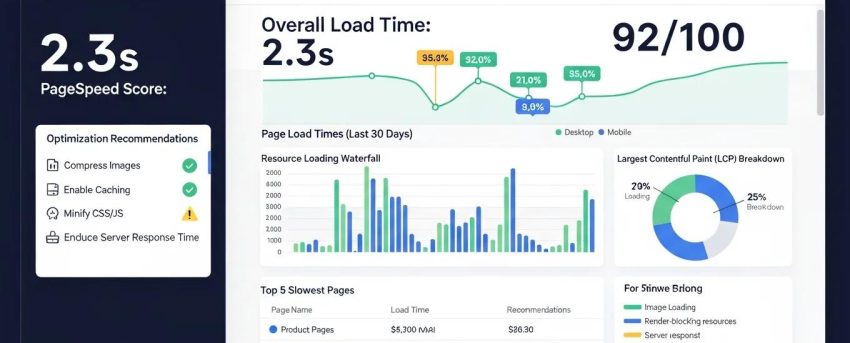 WooCommerce store speed test results dashboard highlighting page load time metrics