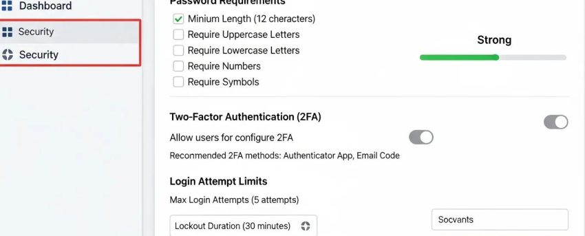 WordPress login hardening settings interface highlighting security features