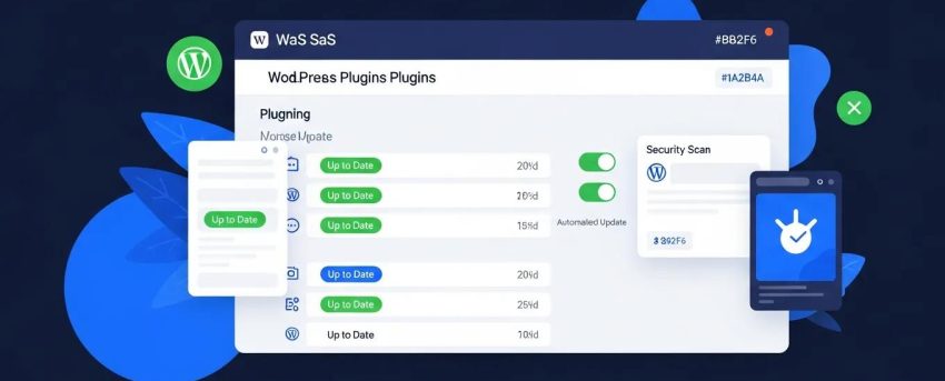 WordPress plugin management dashboard showcasing automated updates and security features