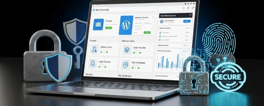 WordPress security dashboard showcasing essential plugins and features for website protection